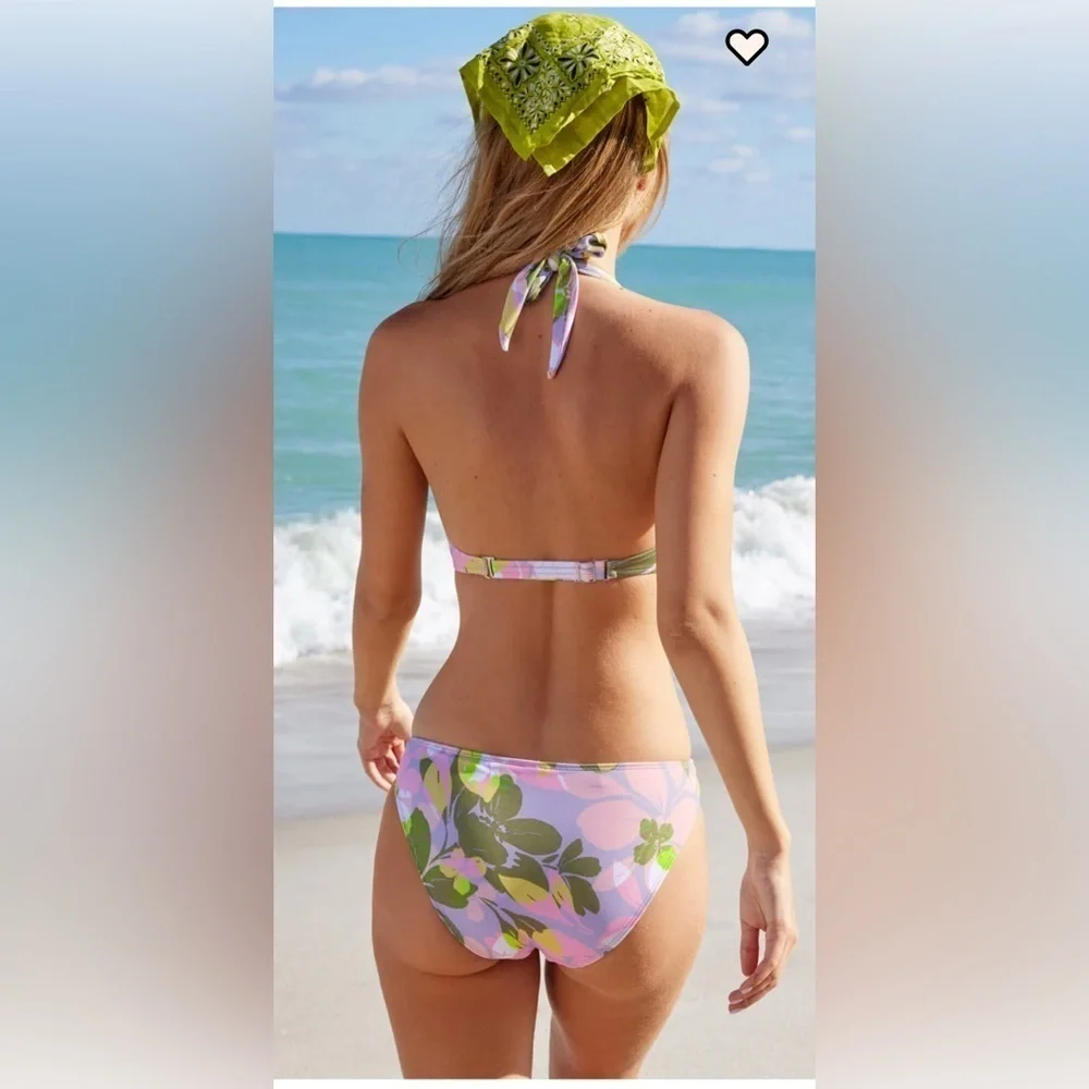 VENUS Pink and Green Floral Bikini Bottom size 6 NWT